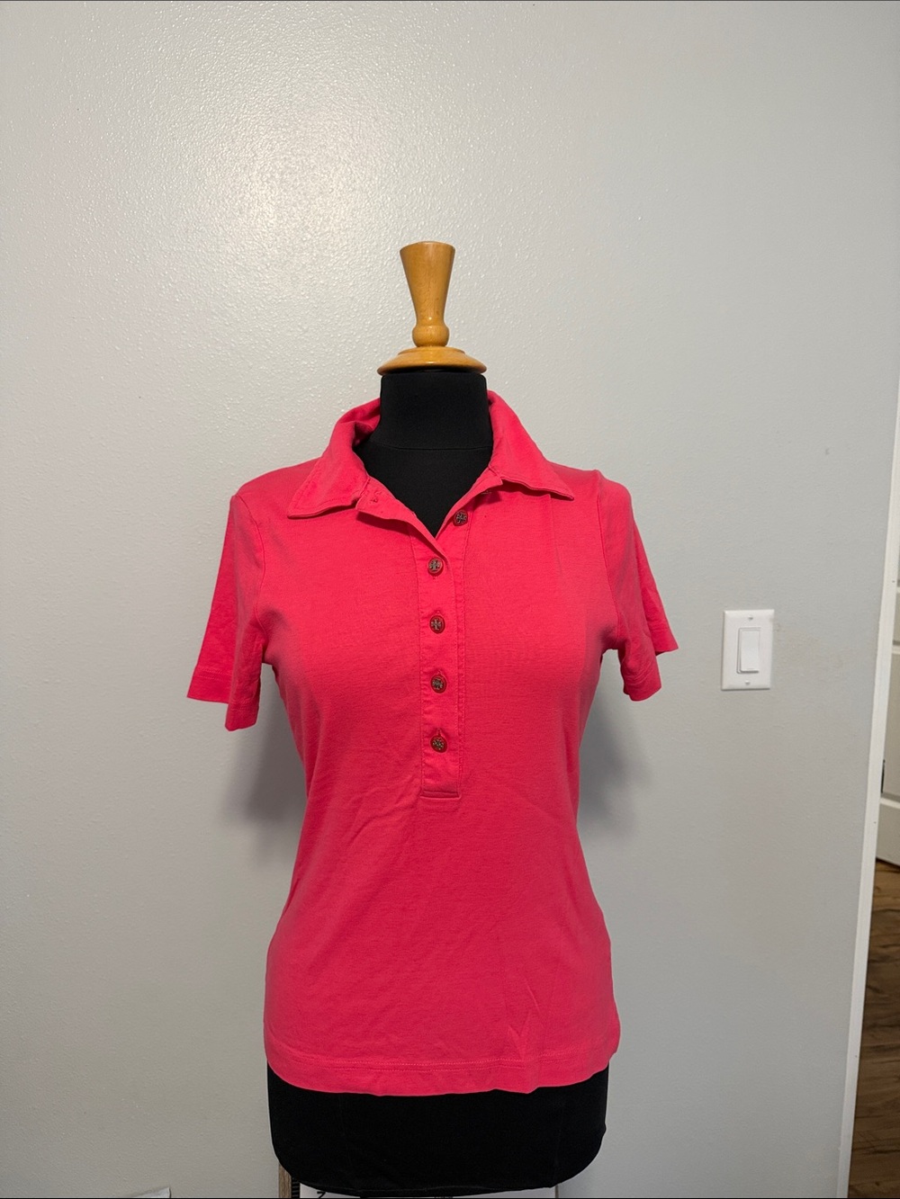 Tory Burch Hot Pink Short-Sleeve Button Down Polo
